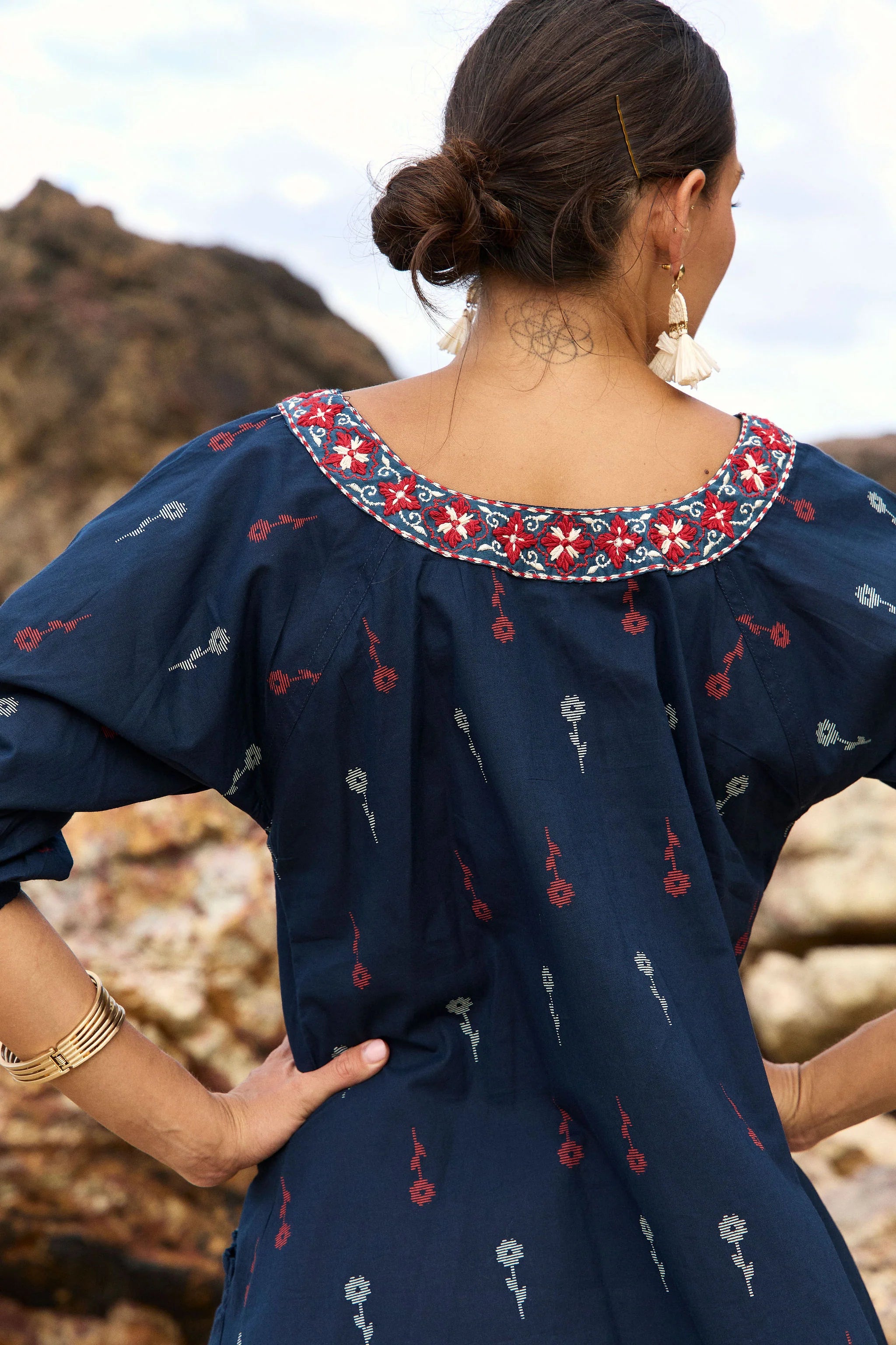Sao Paulo Dress Jamdani Navy Dresses Naudic