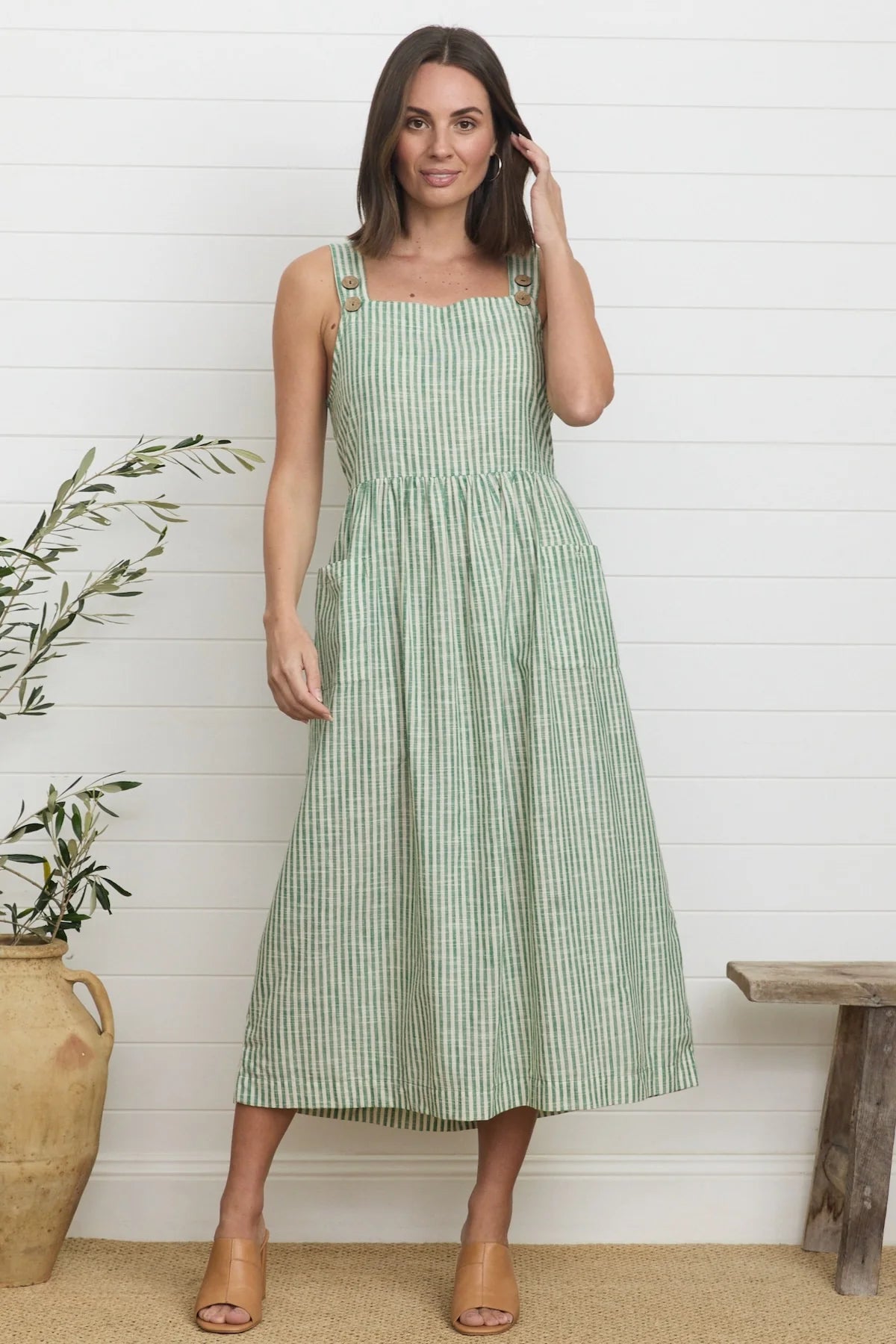 Eadie Dress Green Stripe - Global Free Style
