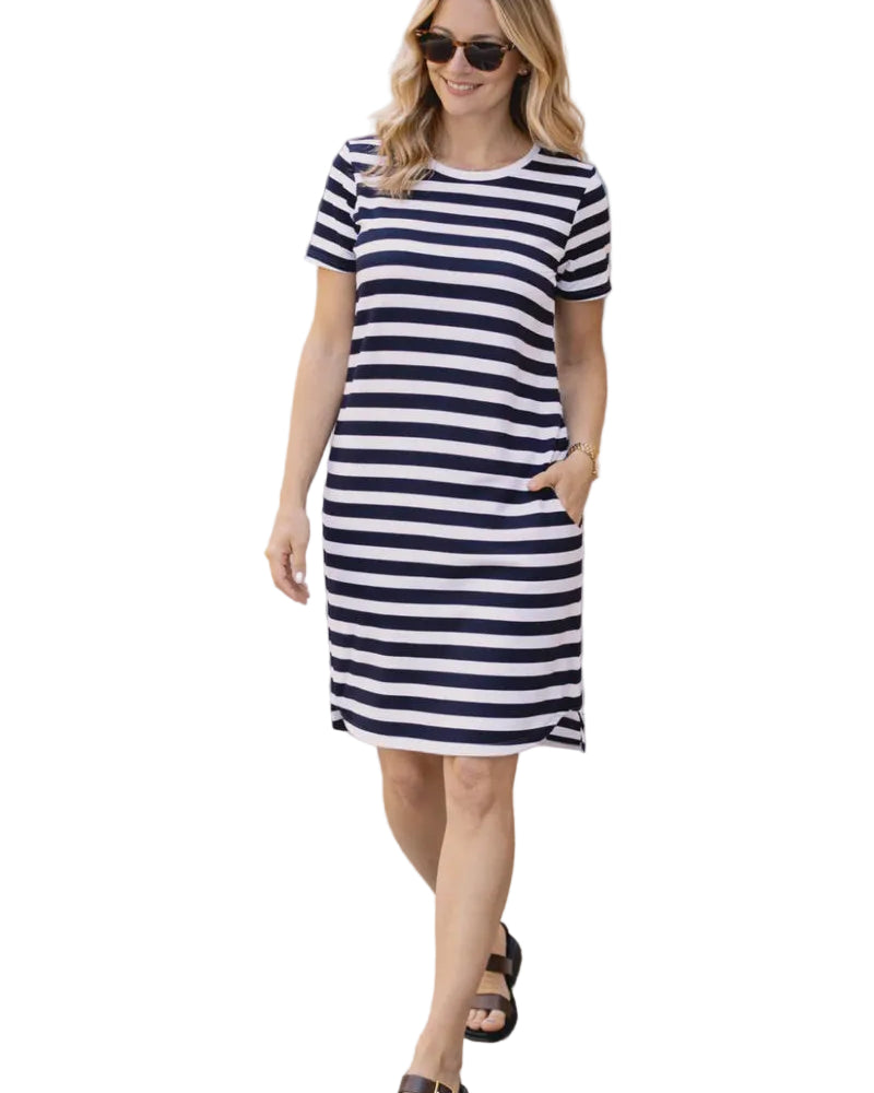 Vacay Dress Navy With White Stripe Dresses Jovie The Label 8