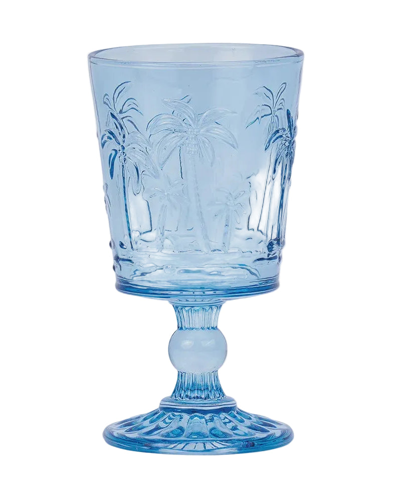 Goblet Glass Set - Palm Tree Blue Gifts and Accessories Annabel Trends