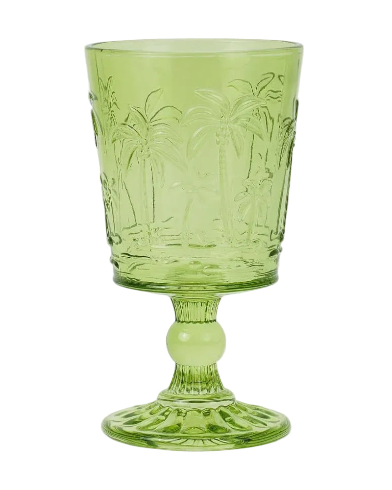 Goblet Glass Set Palm Tree Green Gifts and Accessories Annabel Trends