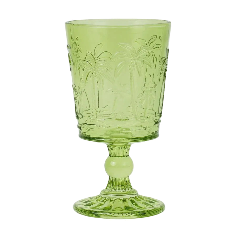 Goblet Glass Set Palm Tree Green Gifts and Accessories Annabel Trends