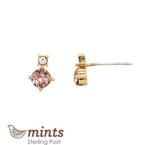 Double Crystal Post Earring Lt Peach - Global Free Style