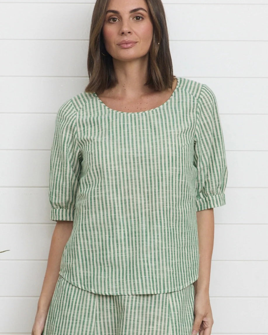 Gigi Top Green Stripe - Global Free Style