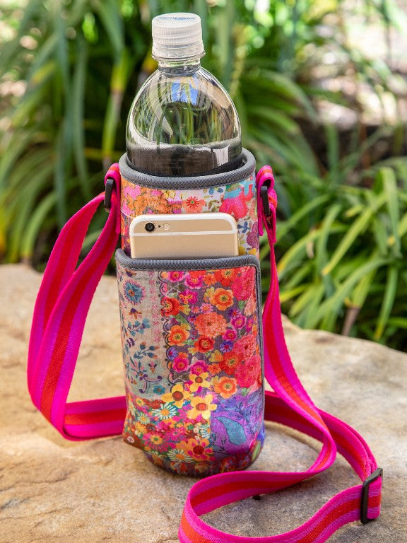 Water Bottle Carrier Pink Patchwork Gifts and Accessories Natural Life Default Title