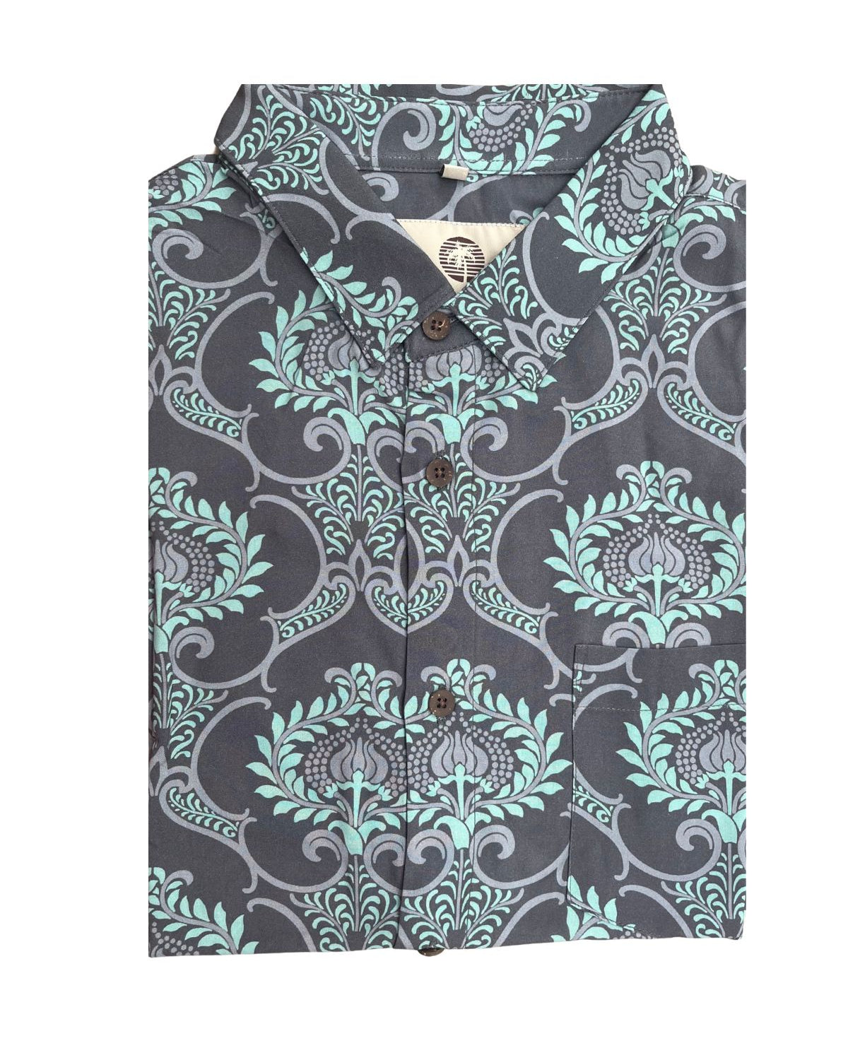 Damask Blue Vine Mens Shirt Mens Tops Skumi S
