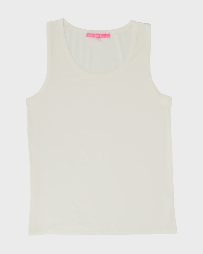 Sleep Singlet - White Tops Annabel Trends S(8-10)