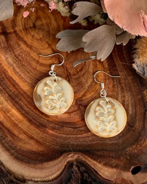 Bride Porcelain Earrings Light Brown Earrings Wolf and Clay