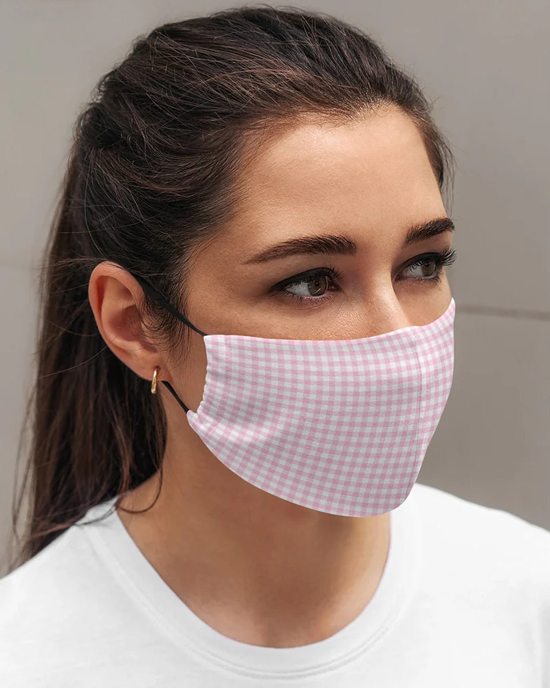 Face Mask Shaped Gingham Pink Small Gifts and Accessories Annabel Trends