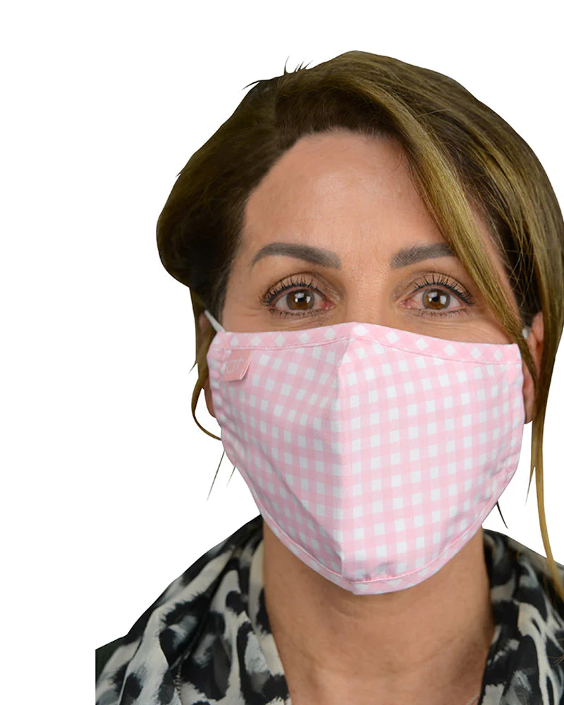 Face Mask Shaped Gingham Pink Small Gifts and Accessories Annabel Trends