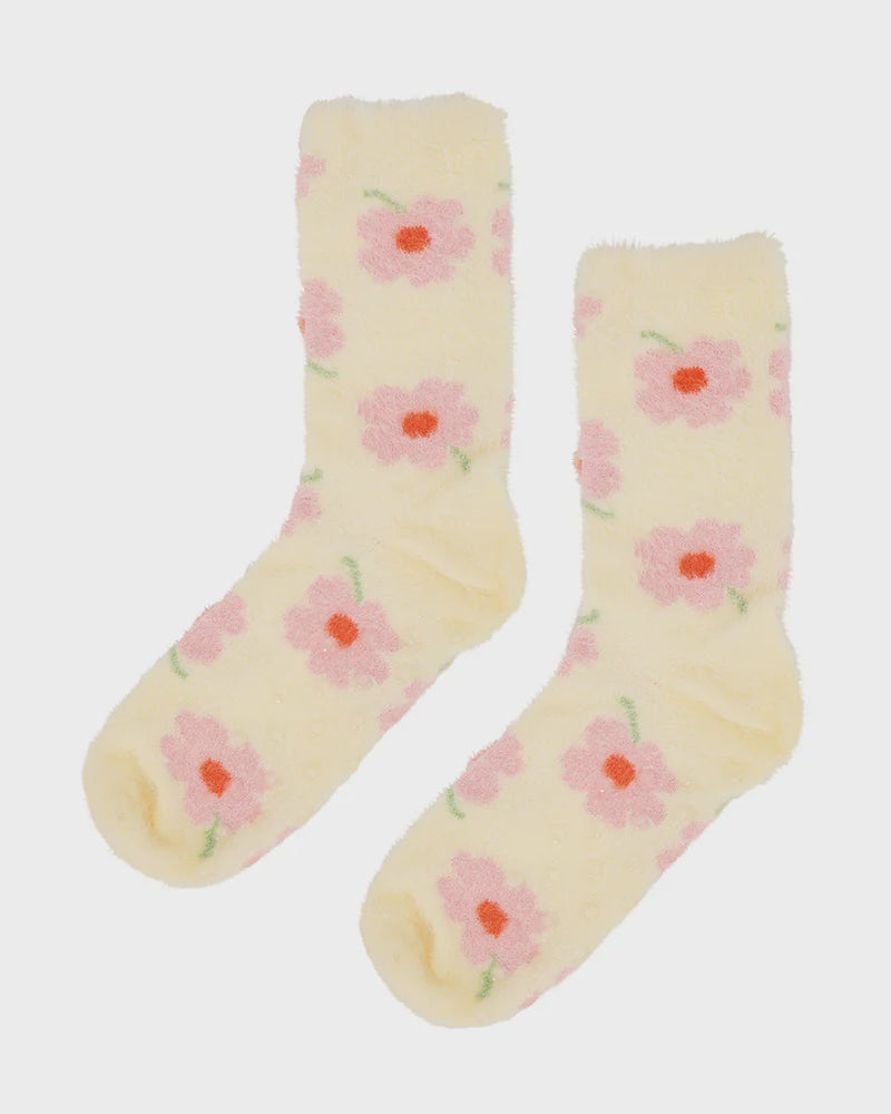Fuzzy Bed Socks Flower Cream Socks Annabel Trends