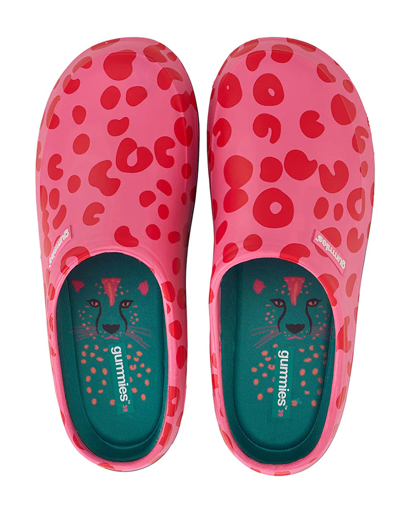 Gummies - Memory Foam Clog - Cheetah Spot Pink Shoes Annabel Trends