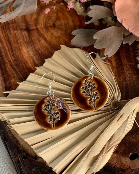 Faye Porcelain Earrings Brown Earrings Wolf and Clay