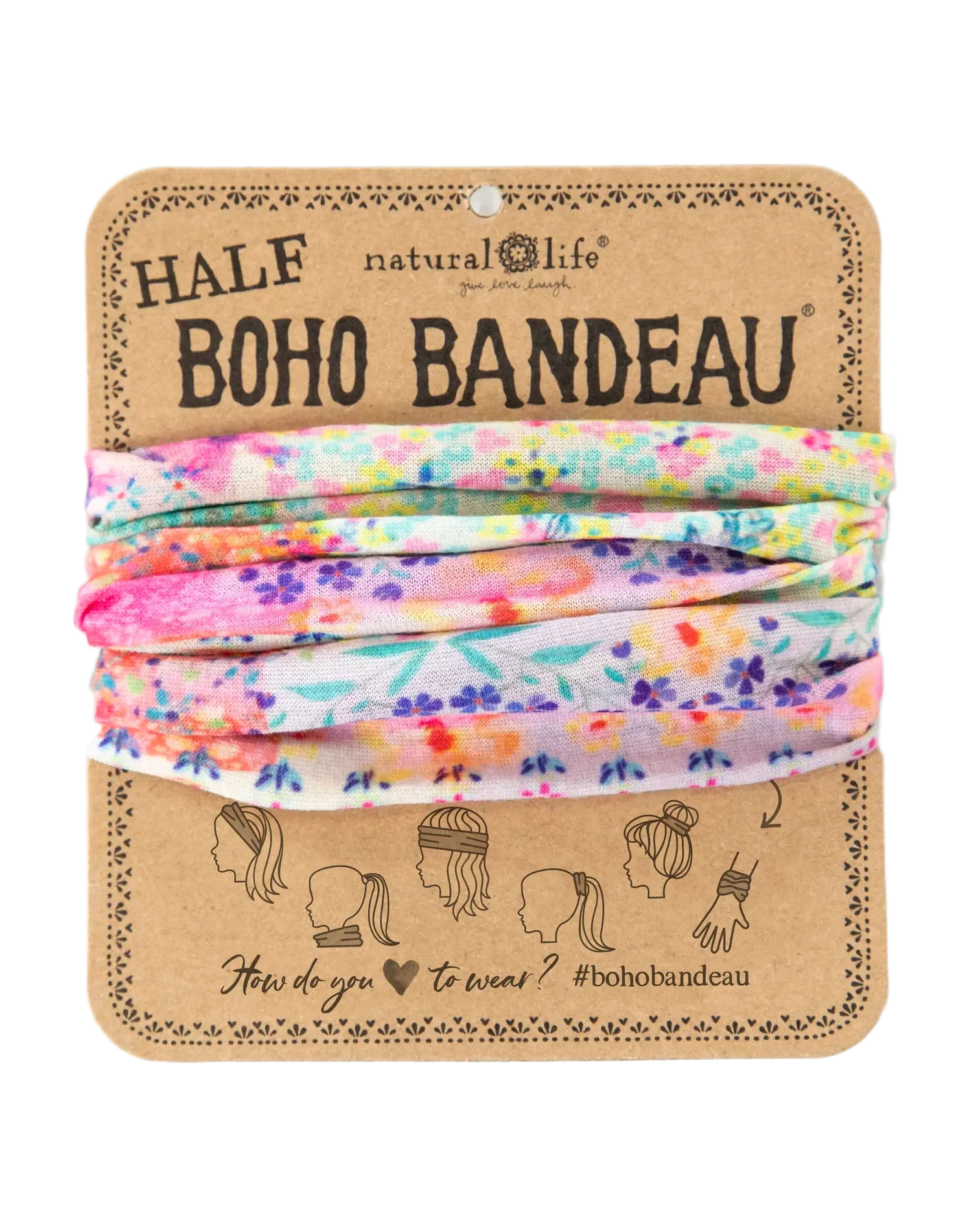 Boho Bandeau Half Pink Water Clear Patchwork Bandeau Natural Life
