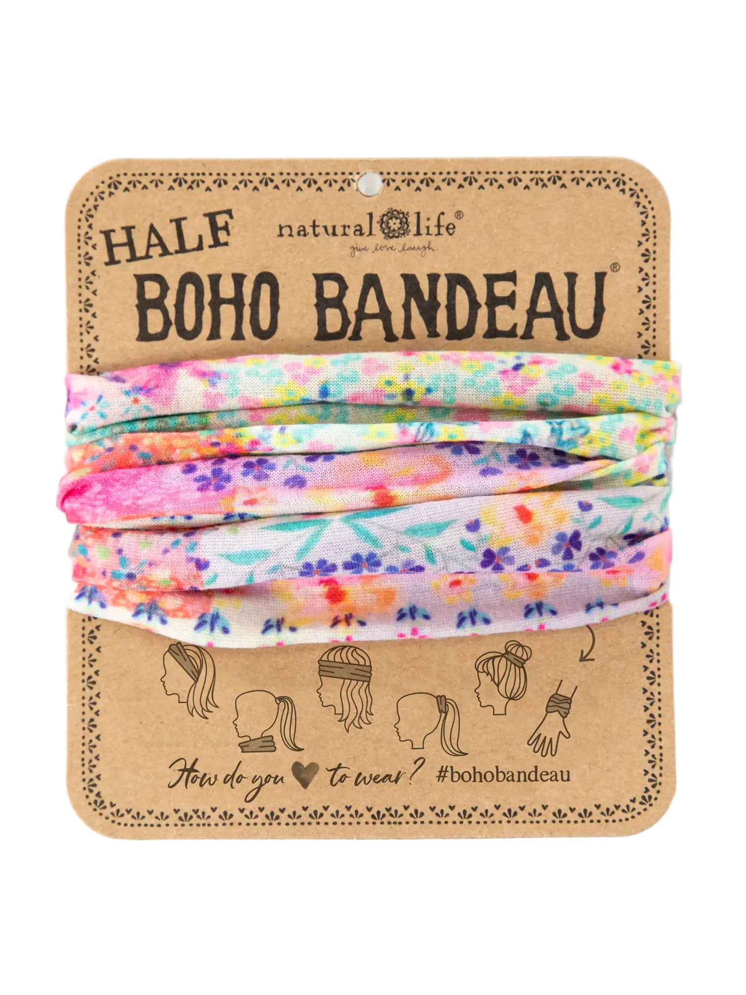 Boho Bandeau Half Pink Water Clear Patchwork Bandeau Natural Life