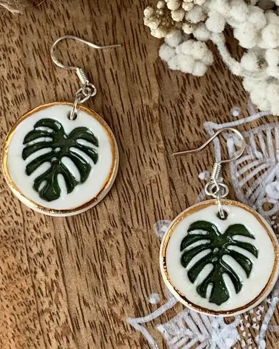 Handcrafted Imprint with Gold Dangle Earrings Earrings Wolf and Clay