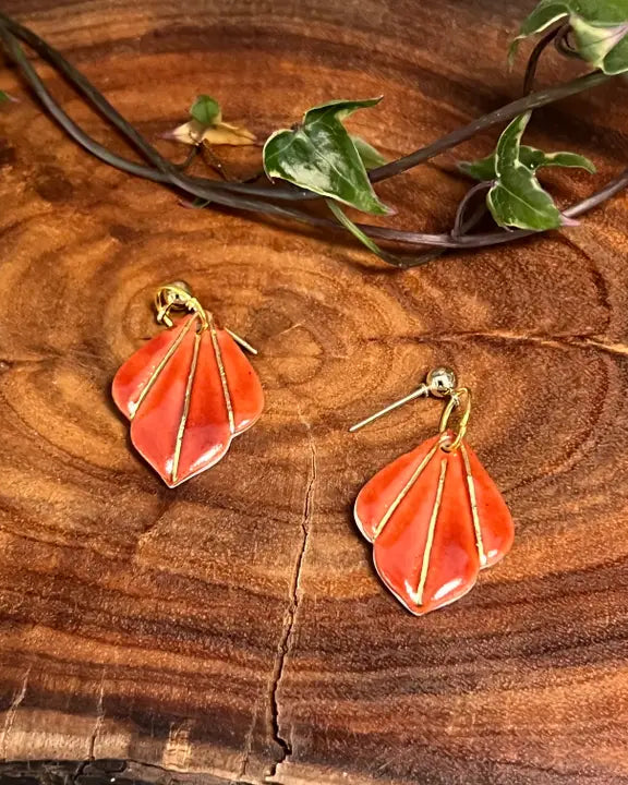 Holly Porcelain Earrings burnt Red Earrings Wolf and Clay