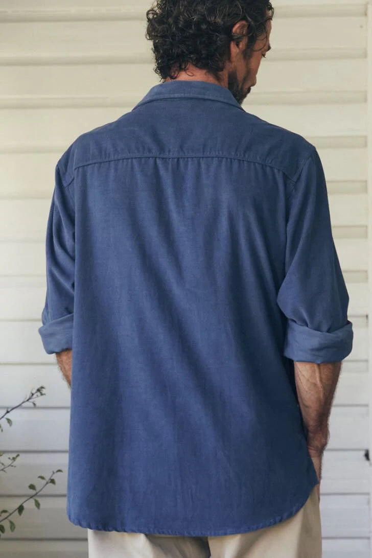 Corduroy Long Sleeve Mens Shirt Ocean Mens Tops MahaShe