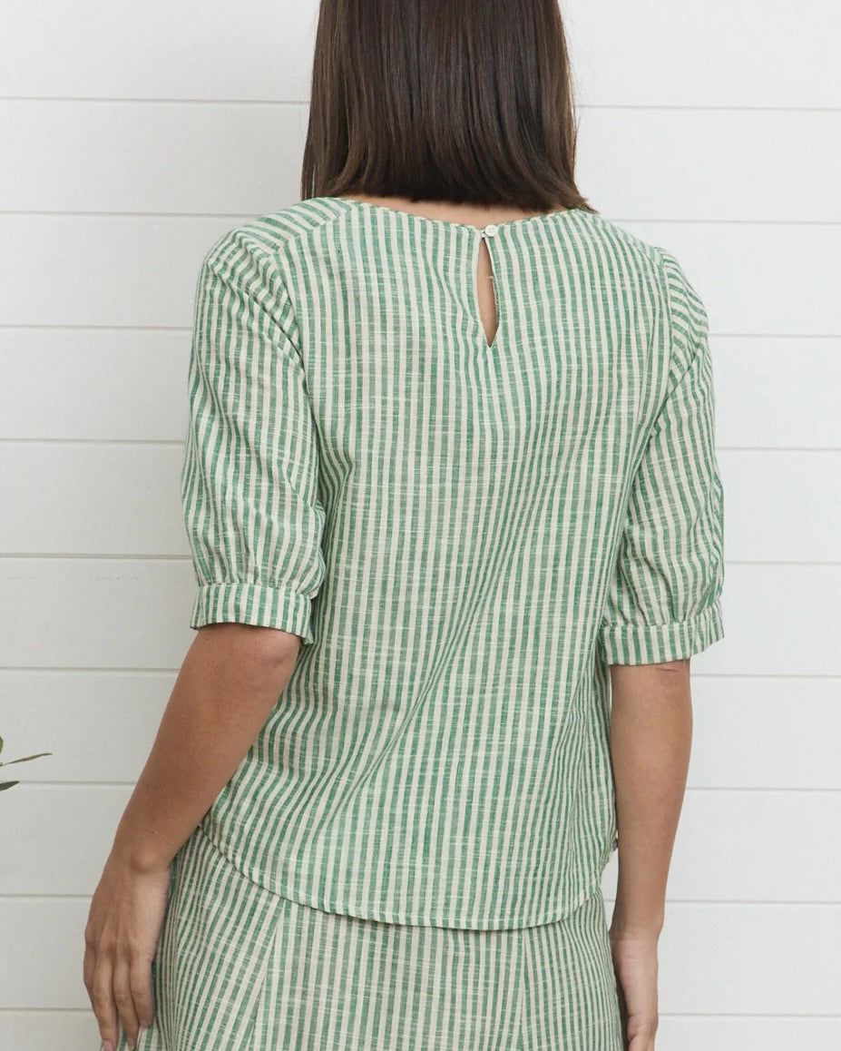 Gigi Top Green Stripe - Global Free Style