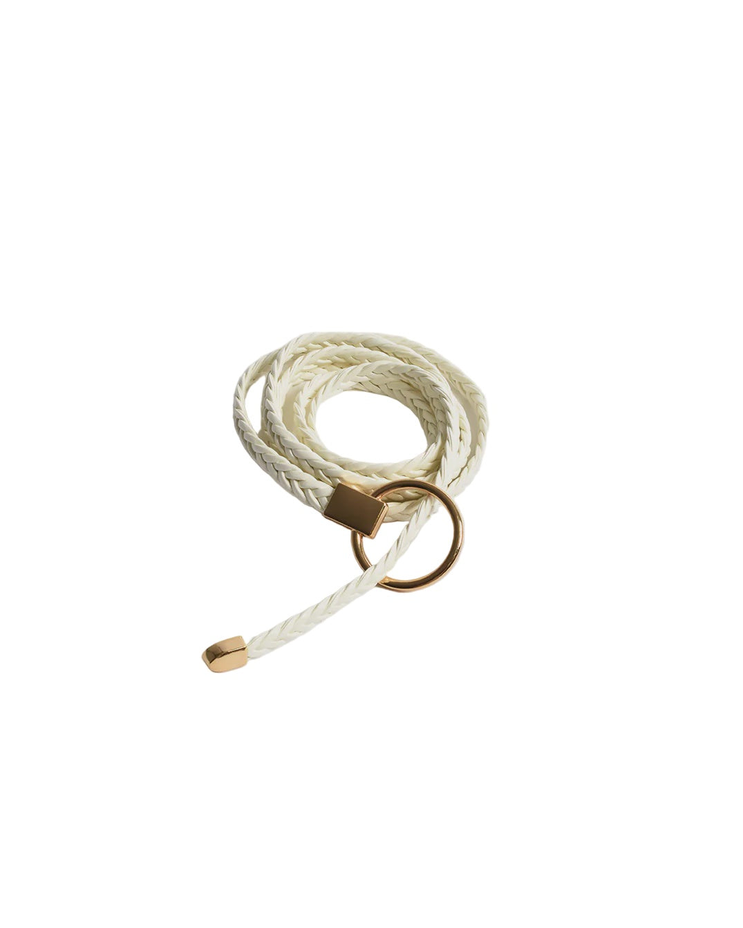 Ring Front Plaited Tie Belt White - Global Free Style