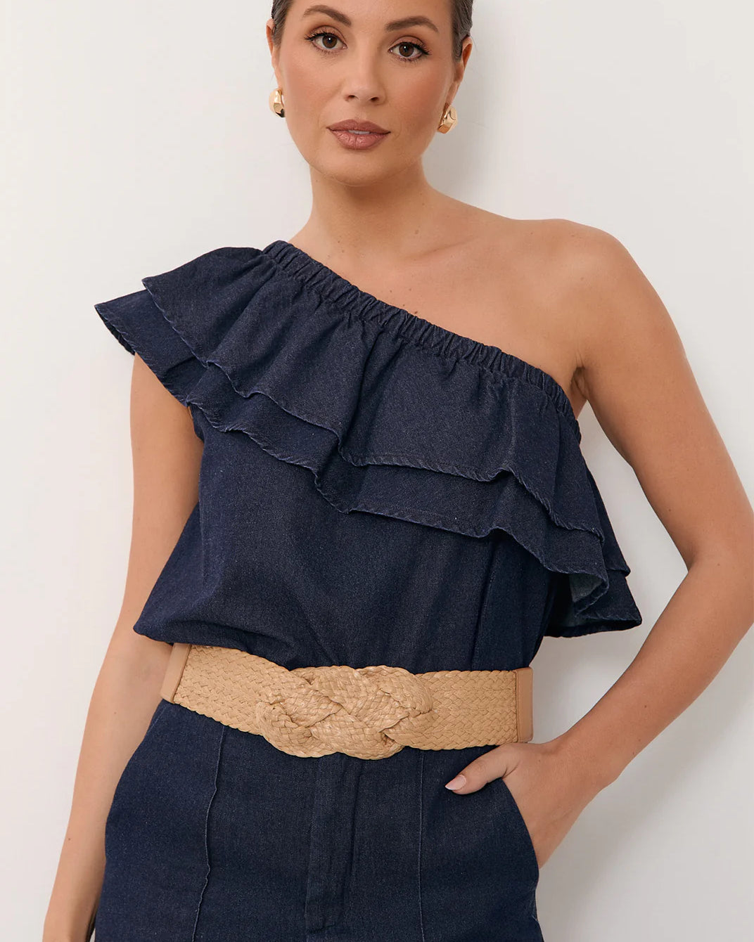 Knot Front Weave Stretch Belt Natural - Global Free Style