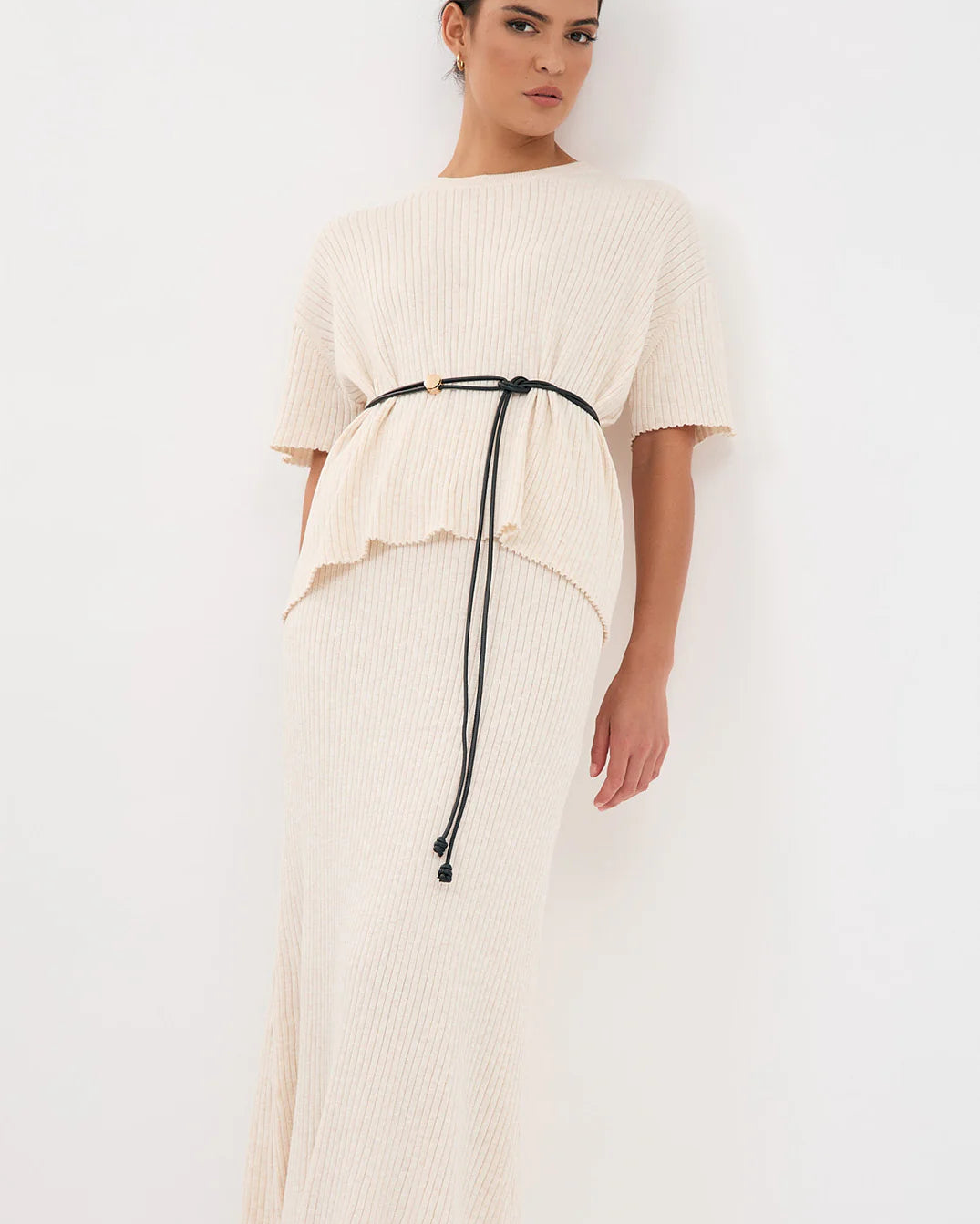 Metal Disc Tie Front Belt Black - Global Free Style