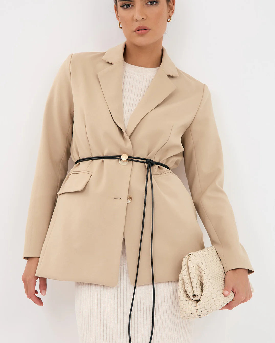 Metal Disc Tie Front Belt Tan Belts Adorne
