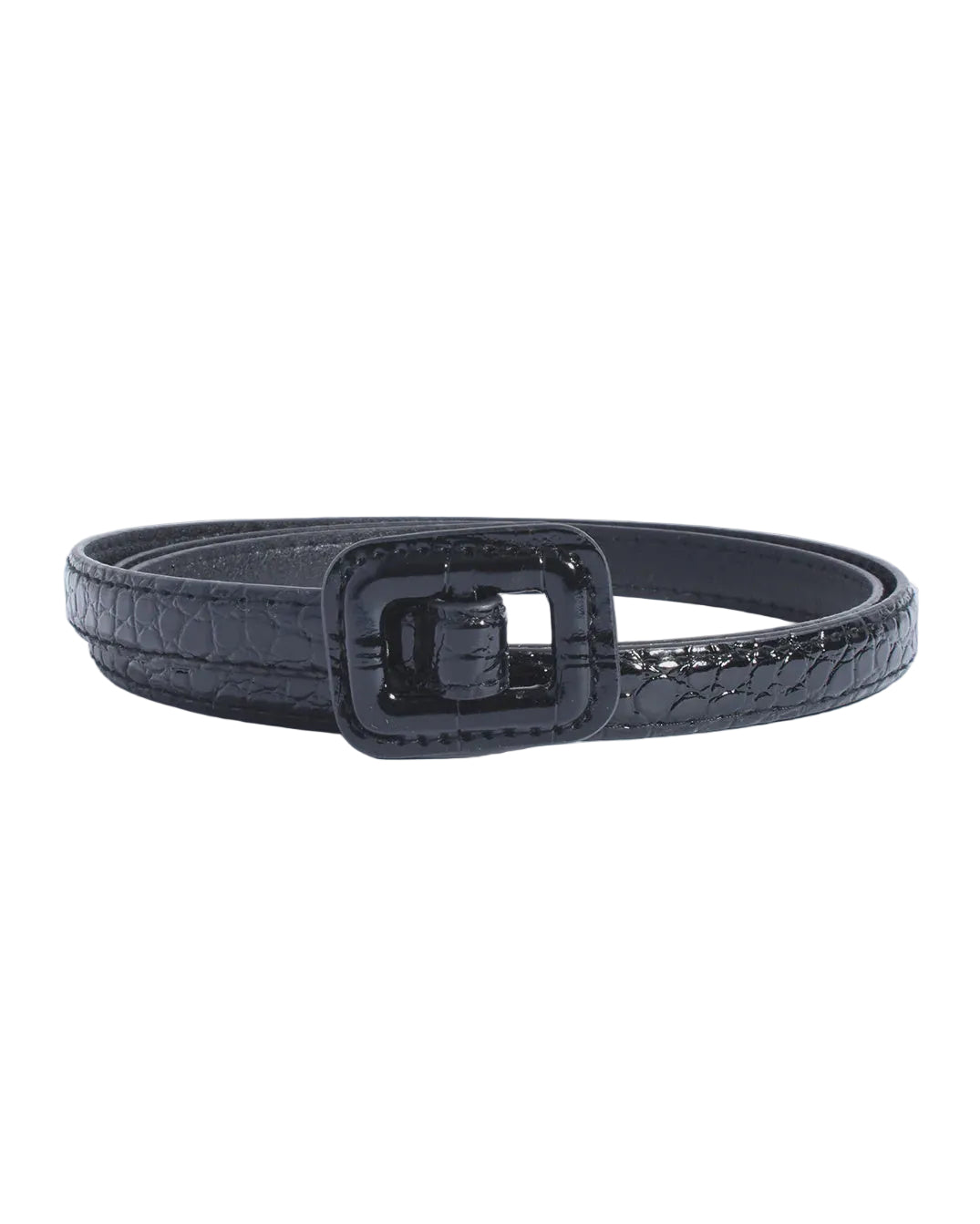 Thin Croc Gloss Waist Belt Black Belts Adorne