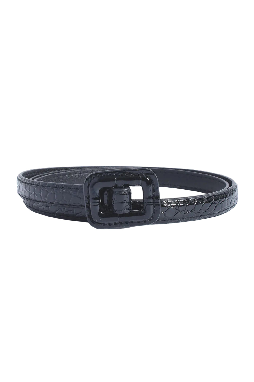 Thin Croc Gloss Waist Belt Black Belts Adorne