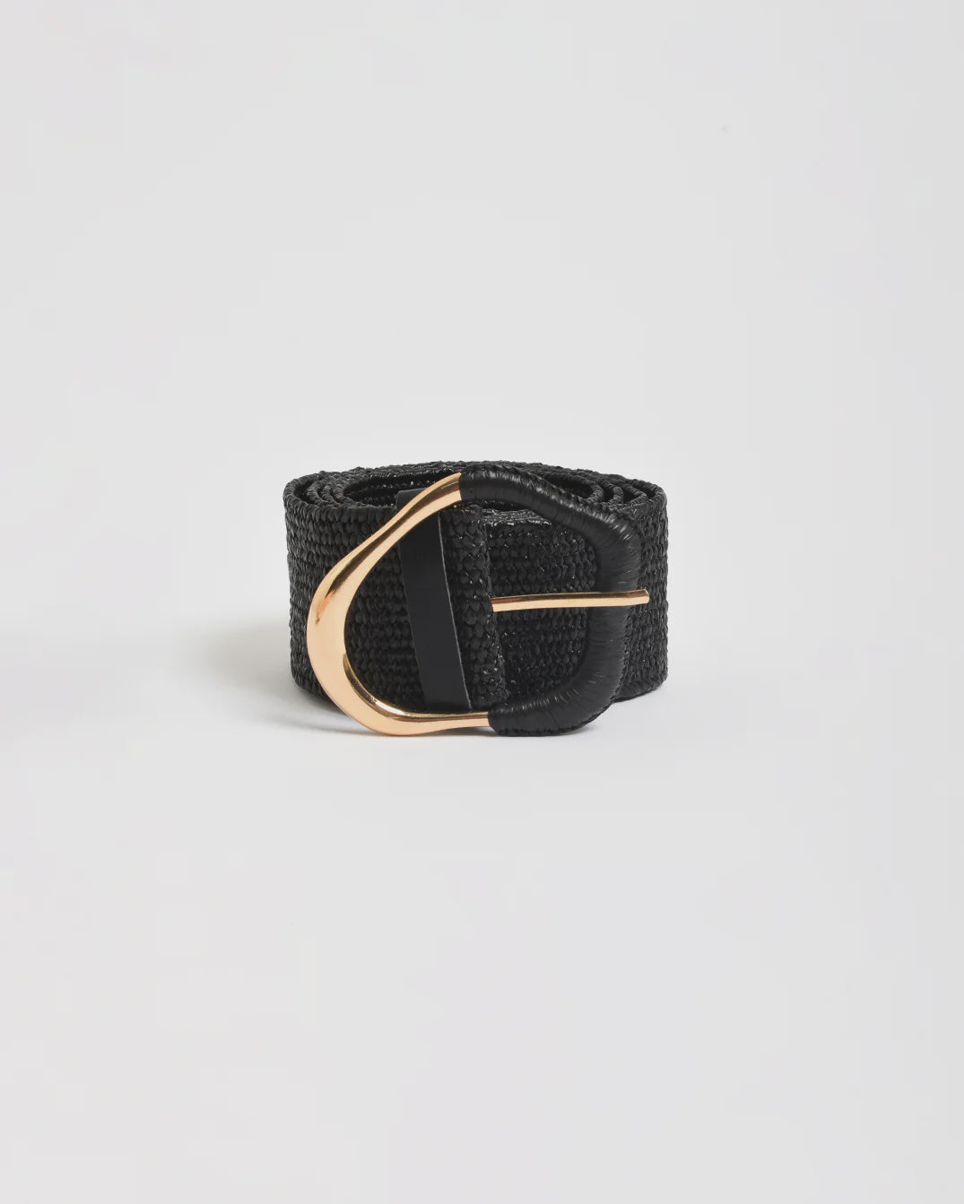 Wrapped Buckle Stretch Belt Black/Gold Belts Adorne