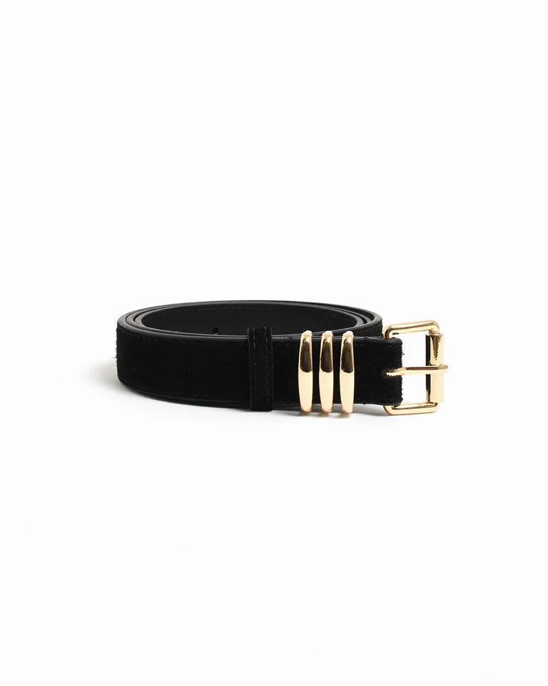 Kory Suede Jeans Belt Black/Gold Belts Adorne