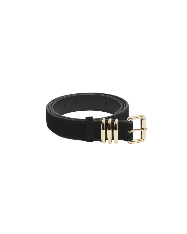Kory Suede Jeans Belt Black/Gold Belts Adorne
