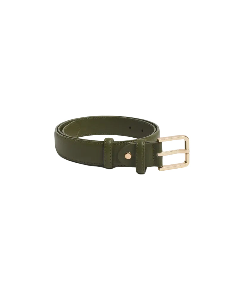 Riley Metal Buckle Jeans Belt Olive/Gold Belts Adorne