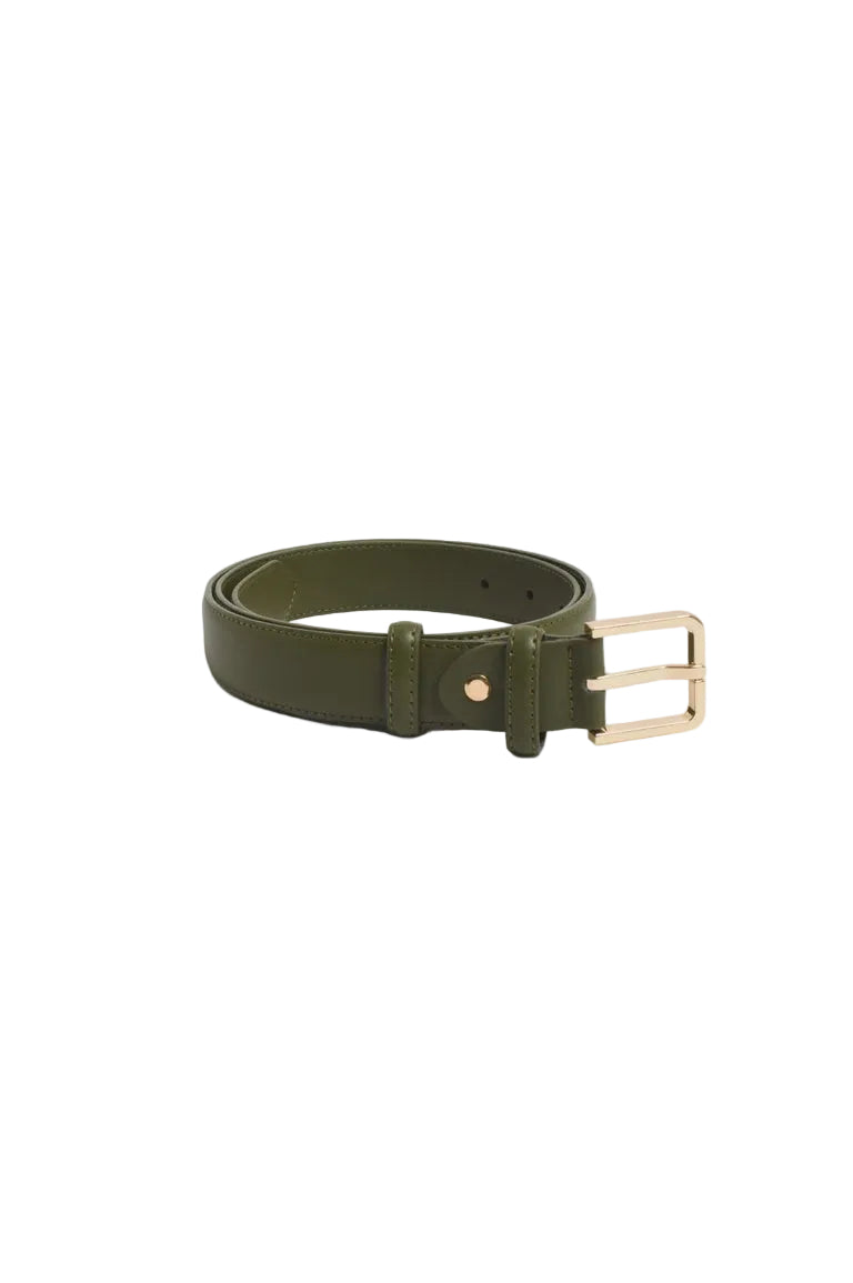 Riley Metal Buckle Jeans Belt Olive/Gold Belts Adorne