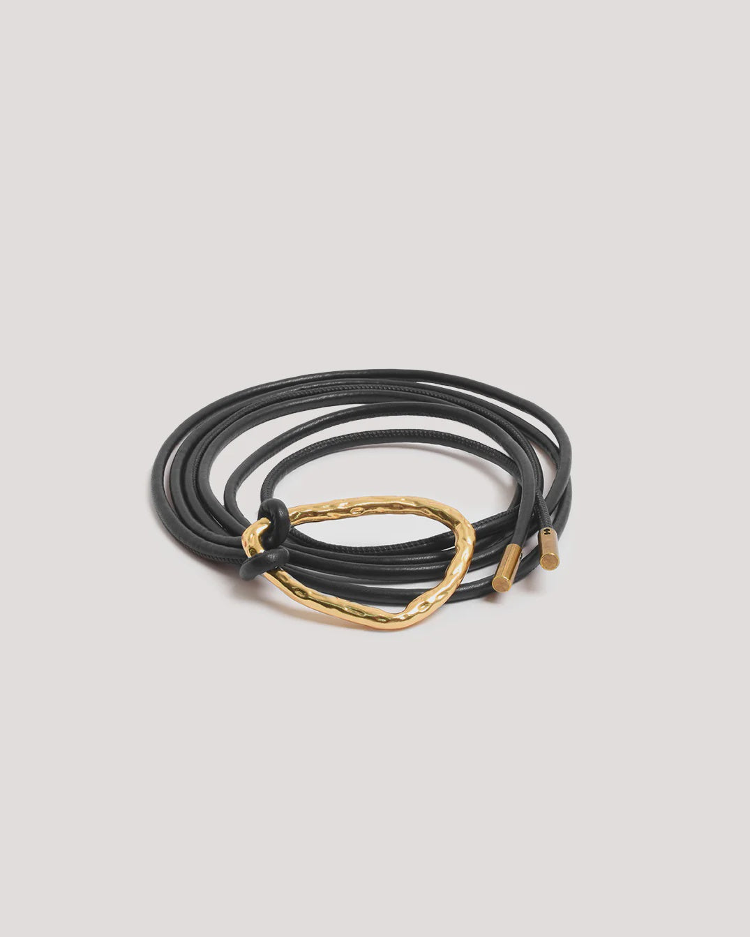 Hammered Metal Ring Tie Front Belt Black/Gold Belts Adorne