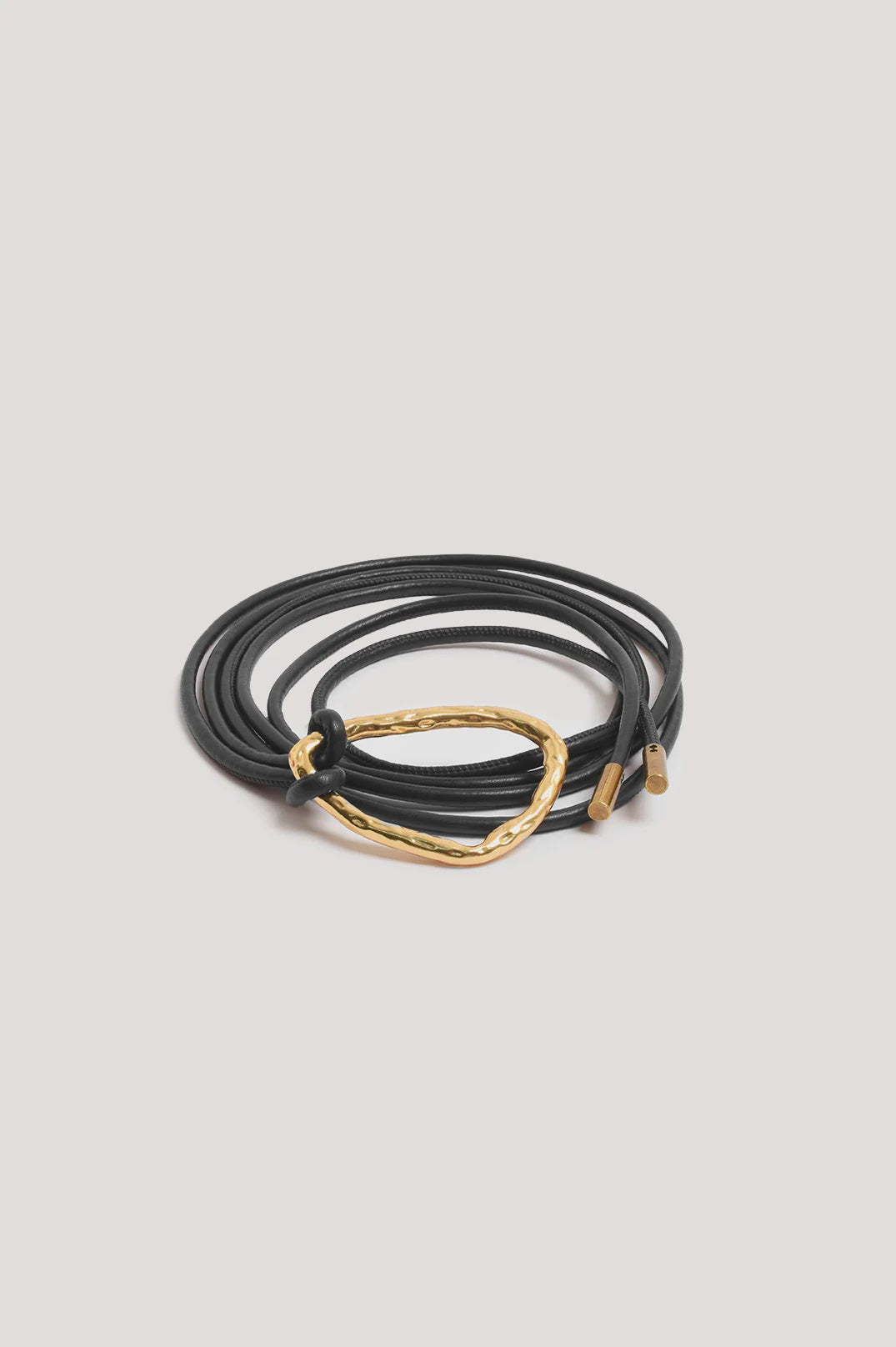 Hammered Metal Ring Tie Front Belt Black/Gold Belts Adorne