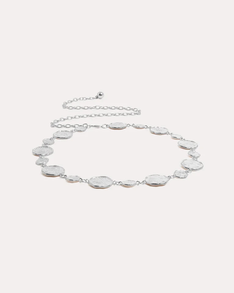 Textured Metal Disc Chain Belt Silver Belts Adorne