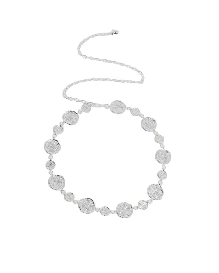 Textured Metal Disc Chain Belt Silver Belts Adorne