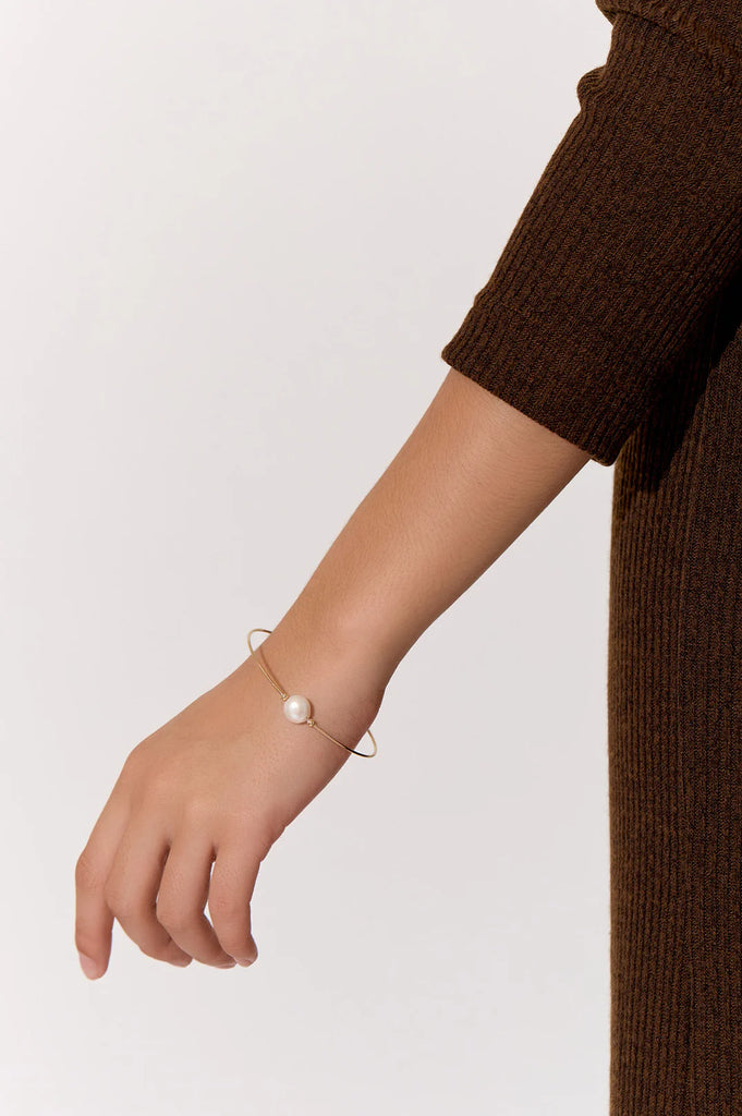 Freshwater Pearl Thin Bracelet Gold/Cream - Global Free Style