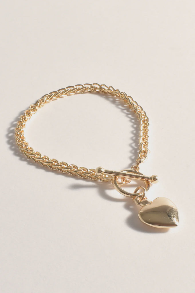 Rope Chain Heart Drop Bracelet Gold - Global Free Style