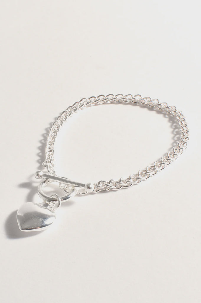 Rope Chain Heart Drop Bracelet Silver - Global Free Style