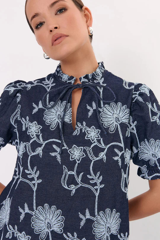 Lolita Embroidered Denim Dress Denim Dresses Adorne