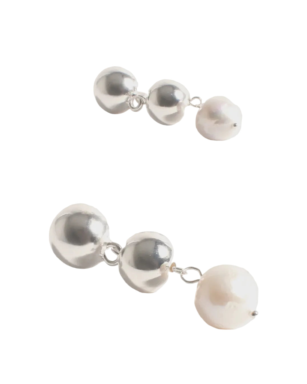 Pearl Drop Metal Ball Event Earrings Silver/Cream Earrings Adorne