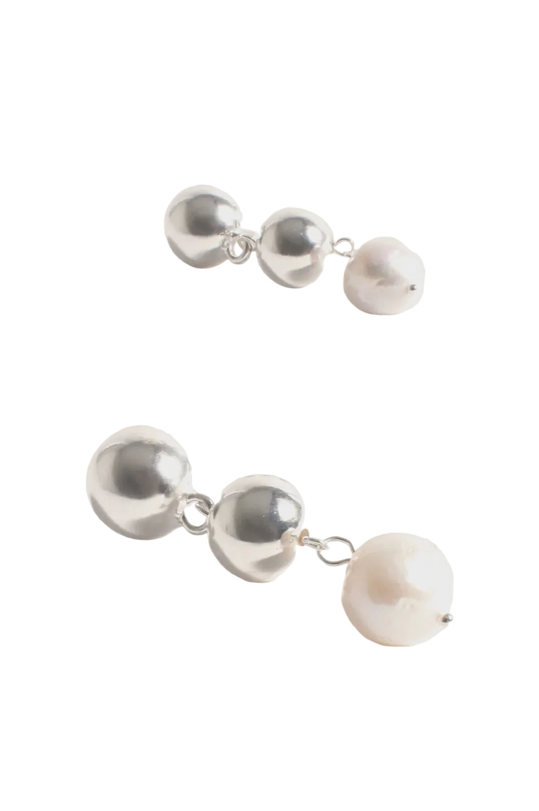 Pearl Drop Metal Ball Event Earrings Silver/Cream Earrings Adorne
