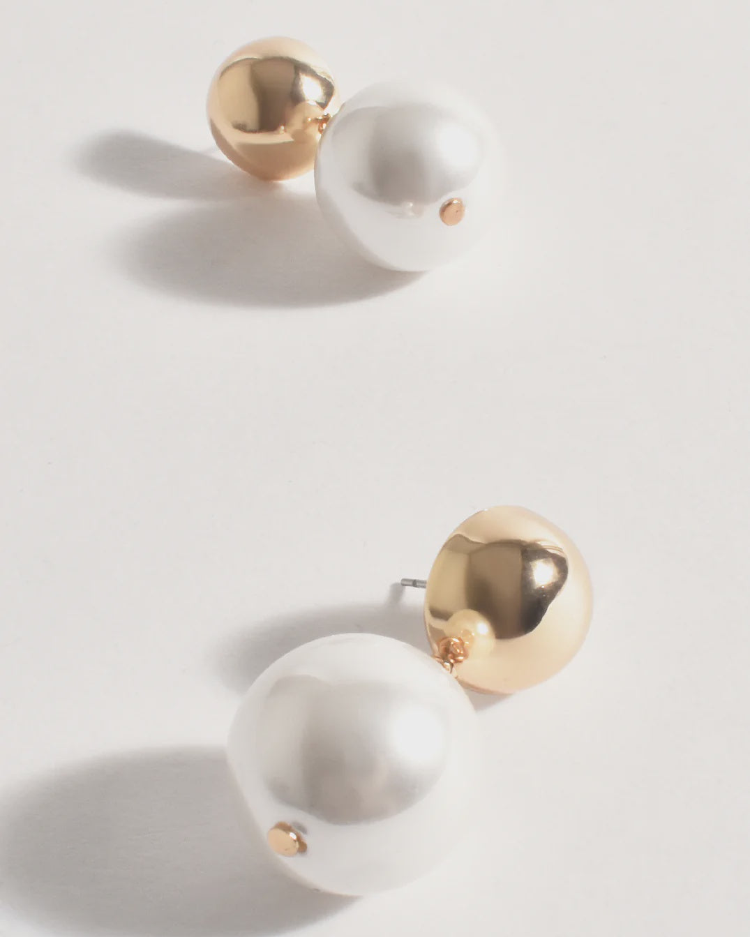 Dome Top Faux Pearl Earrings Cream/Gold - Global Free Style