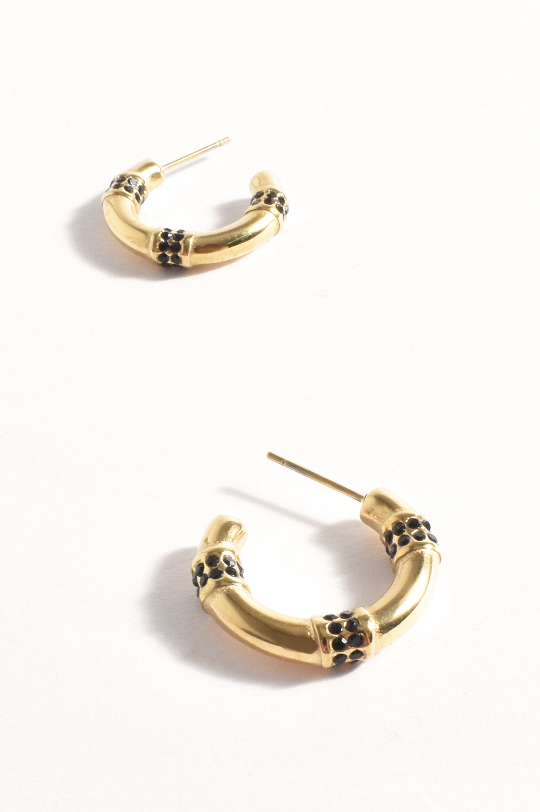 Mini Diamante Panelled Hoop Earrings Gold Earrings Adorne