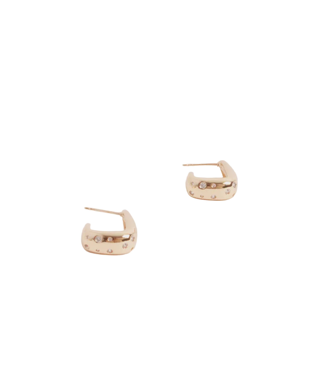 Diamante Set Curved Front Earrings Gold/Crystal Earrings Adorne