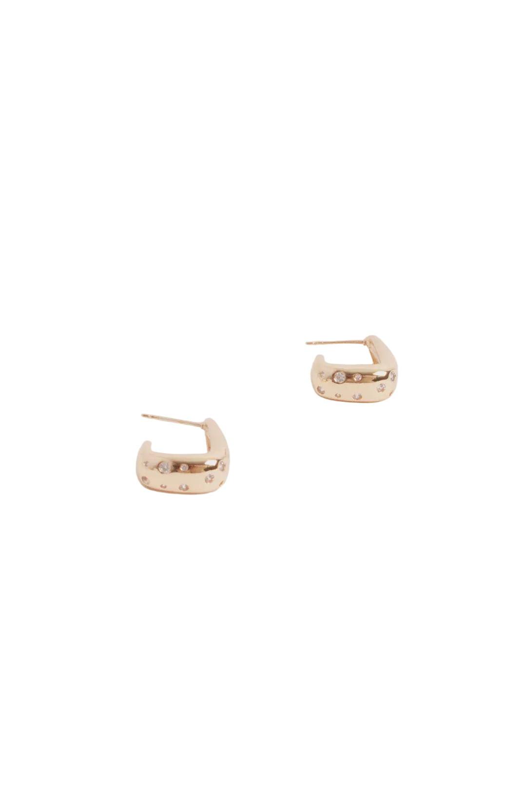 Diamante Set Curved Front Earrings Gold/Crystal Earrings Adorne