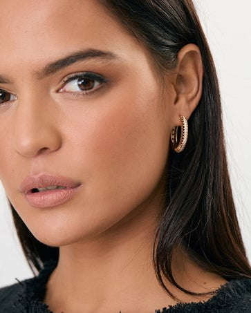 Diamante Detail Hinged Hoops Gold - Global Free Style
