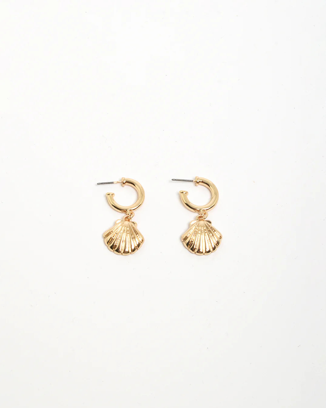 Mini Metal Shell Hoops Gold Earrings Adorne